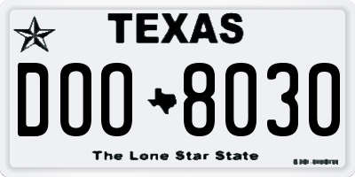 TX license plate DOO8030