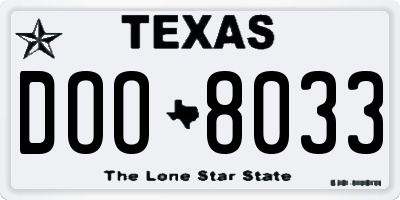 TX license plate DOO8033