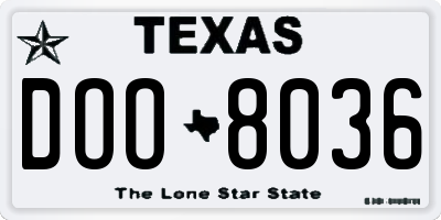 TX license plate DOO8036