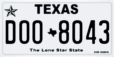 TX license plate DOO8043