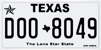 TX license plate DOO8049