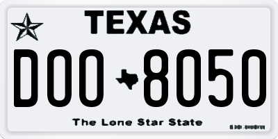 TX license plate DOO8050