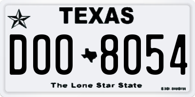 TX license plate DOO8054
