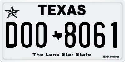 TX license plate DOO8061