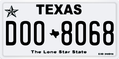 TX license plate DOO8068