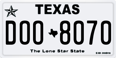 TX license plate DOO8070