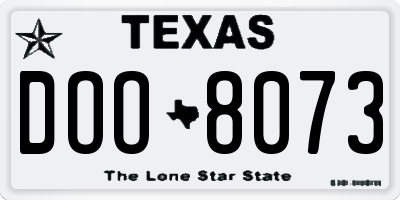 TX license plate DOO8073