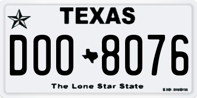 TX license plate DOO8076