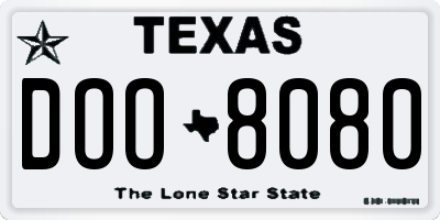 TX license plate DOO8080