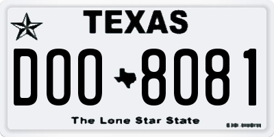 TX license plate DOO8081