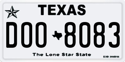 TX license plate DOO8083