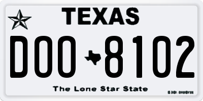 TX license plate DOO8102