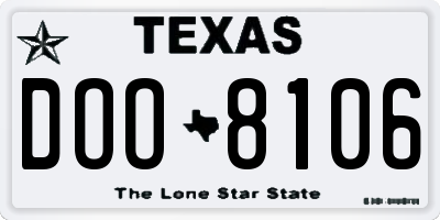 TX license plate DOO8106