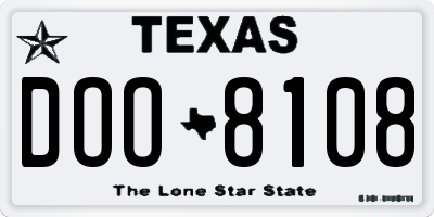 TX license plate DOO8108