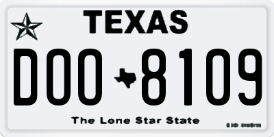 TX license plate DOO8109