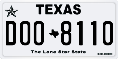 TX license plate DOO8110
