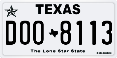 TX license plate DOO8113