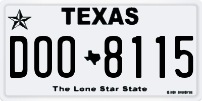 TX license plate DOO8115