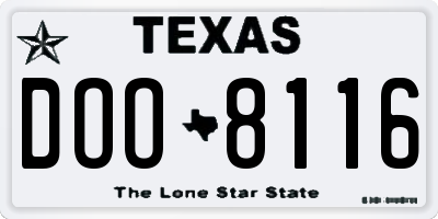 TX license plate DOO8116