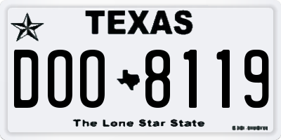TX license plate DOO8119