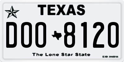 TX license plate DOO8120