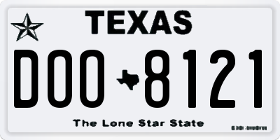 TX license plate DOO8121