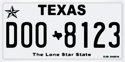 TX license plate DOO8123