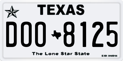 TX license plate DOO8125