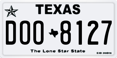 TX license plate DOO8127