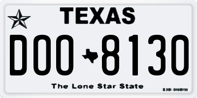 TX license plate DOO8130