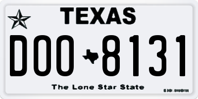 TX license plate DOO8131