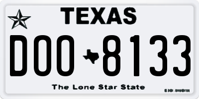TX license plate DOO8133