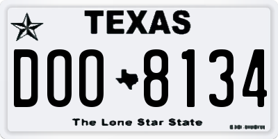 TX license plate DOO8134