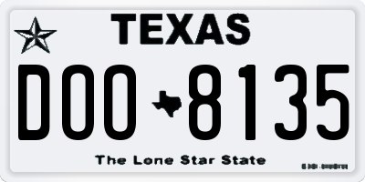 TX license plate DOO8135