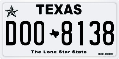 TX license plate DOO8138