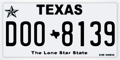 TX license plate DOO8139