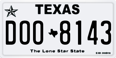 TX license plate DOO8143