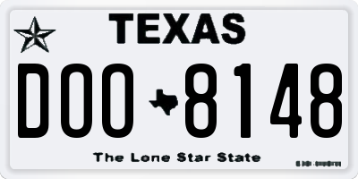TX license plate DOO8148