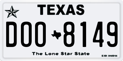 TX license plate DOO8149