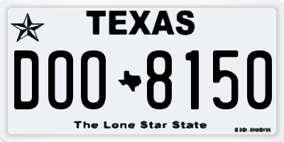 TX license plate DOO8150