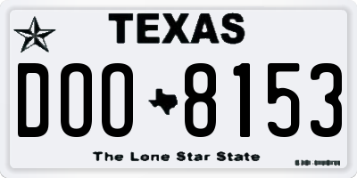 TX license plate DOO8153