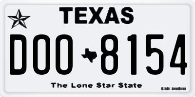 TX license plate DOO8154