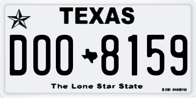 TX license plate DOO8159