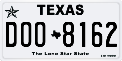 TX license plate DOO8162