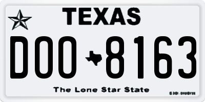 TX license plate DOO8163