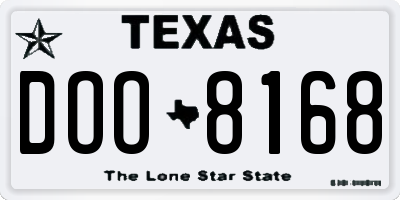 TX license plate DOO8168