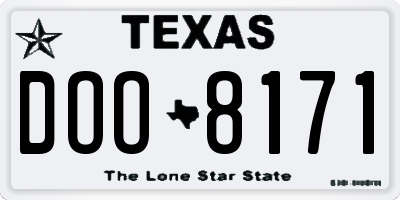 TX license plate DOO8171