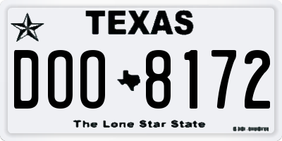 TX license plate DOO8172