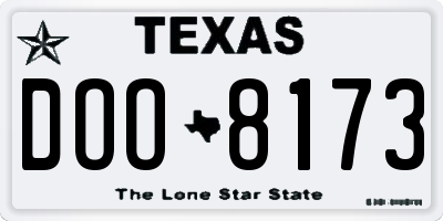 TX license plate DOO8173
