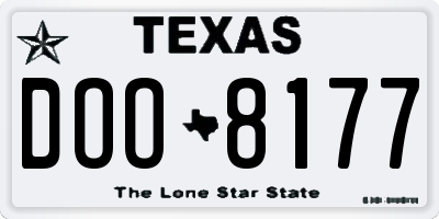 TX license plate DOO8177